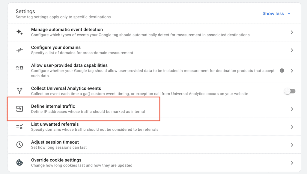 exclude intrenal traffic GA4